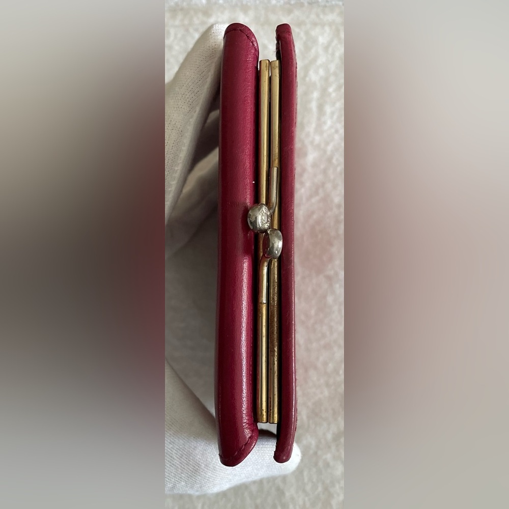 Celine Authentic Vintage Cranberry Leather Compact Wallet - Picture 12 of 15